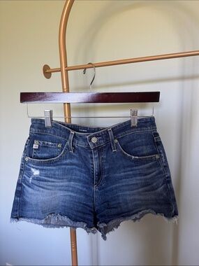 The Bryn Distressed Denim Shorts in Dark Blue